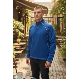 SUNICE Mens Royal Blue 1/4 Zip Long Sleeve Athletic Pullover Shirt